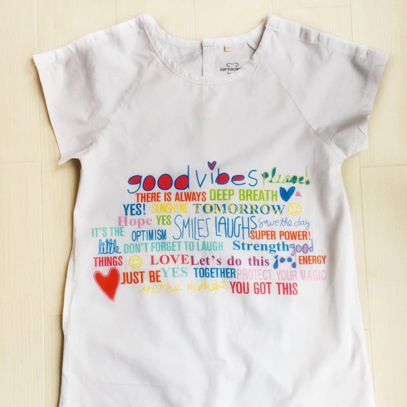 Cotton Hospital Maternity Gown - Good Vibes (White) - Picture 2 of 4